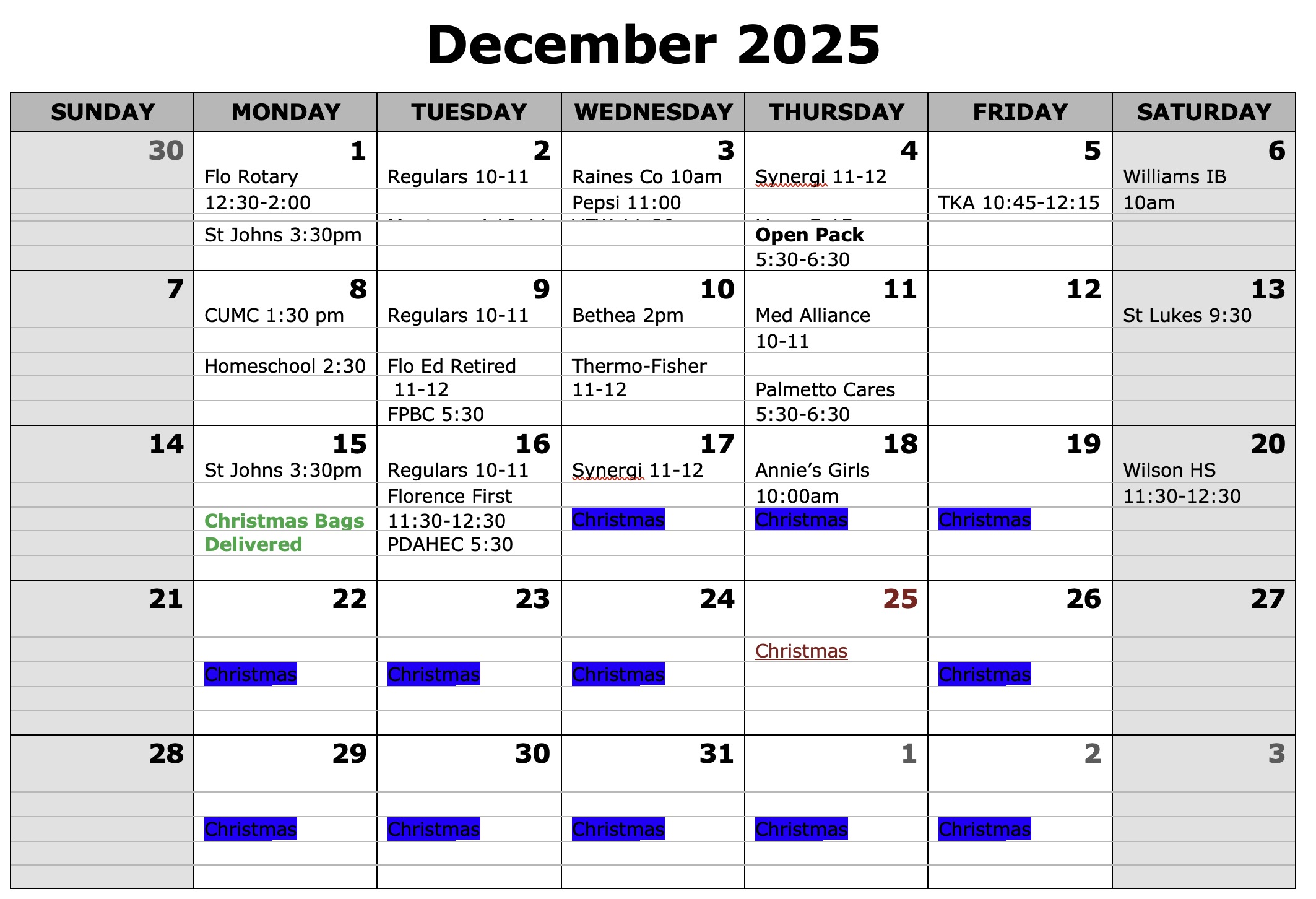 November 2022 Calendar