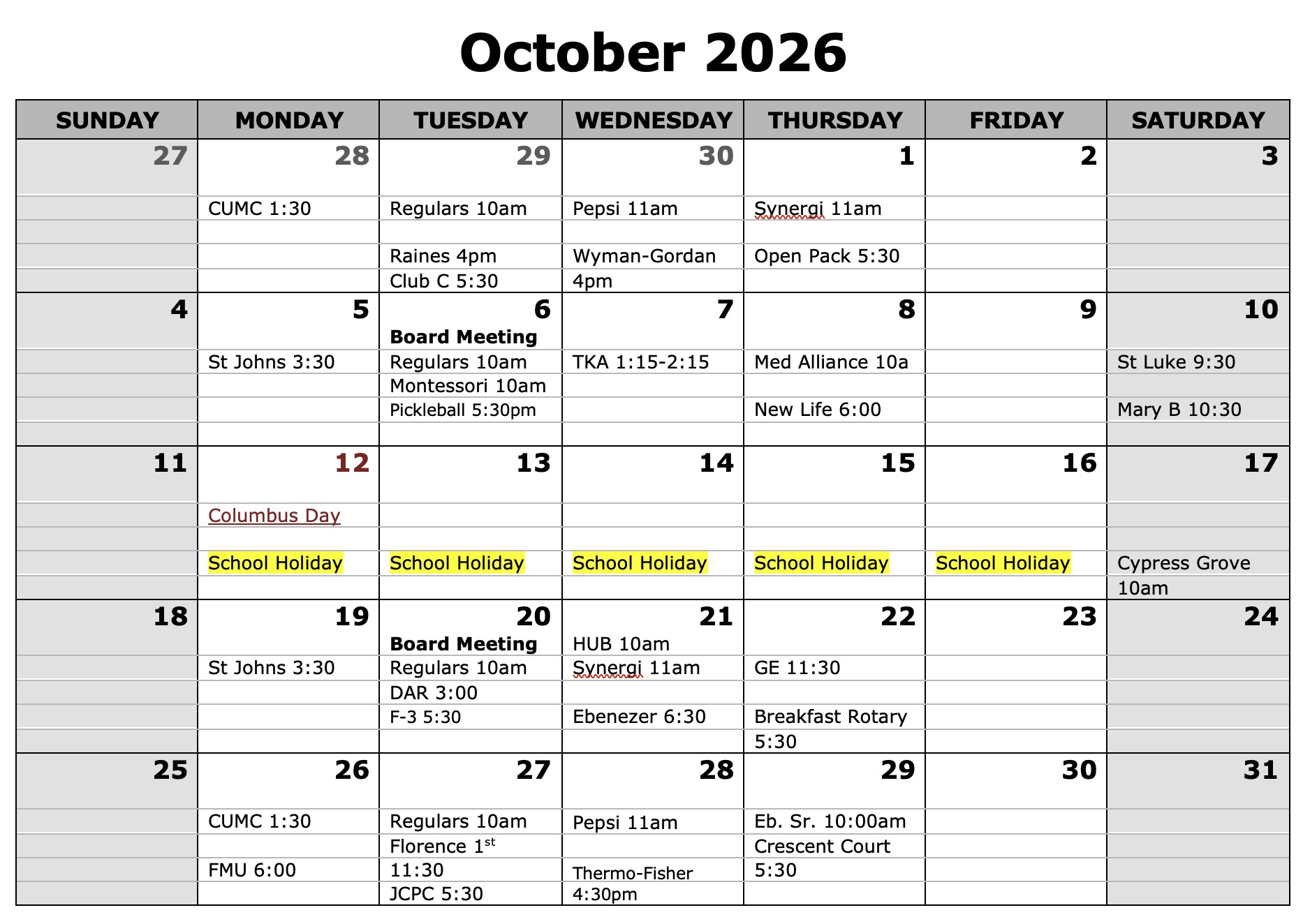 November 2022 Calendar
