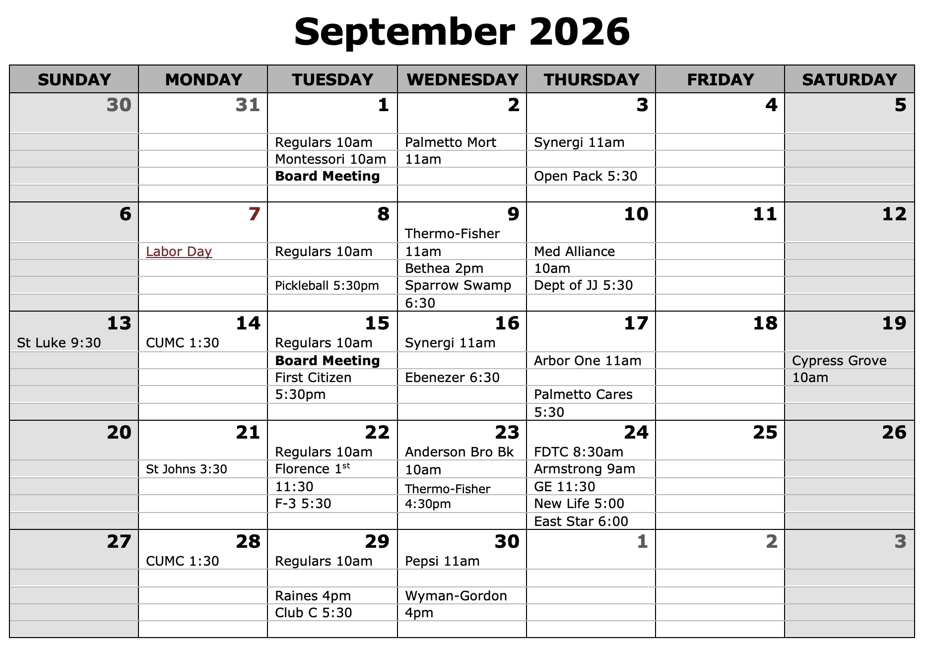 November 2022 Calendar